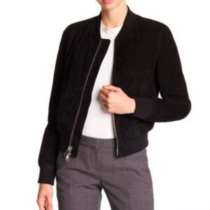 THEORY Daryette Suede Bomber Black Jacket NWT